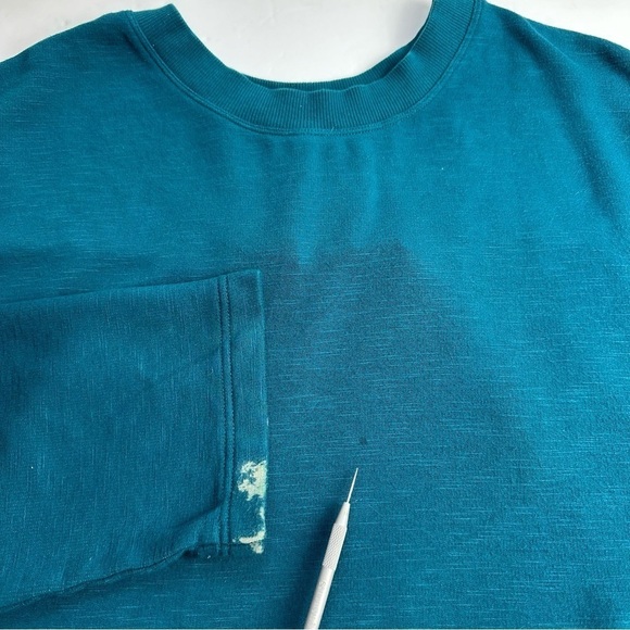 Fabletics Tie Back Sweatshirt Women's size med Blue Fleece Adjustable FLAWED - Picture 7 of 8